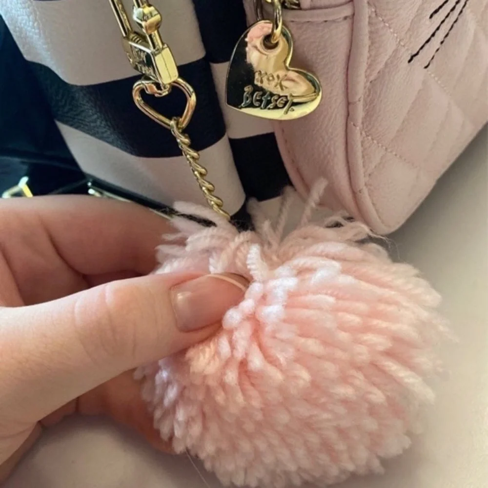 Betsey Johnson pink with black and white striped kitty backpack